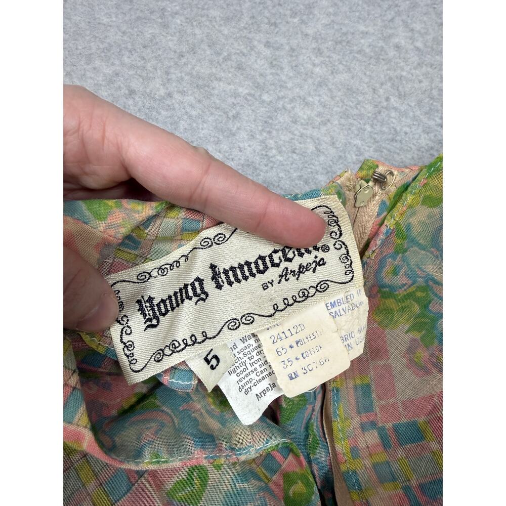 Vintage Young Innocent Arpeja Floral Dress Flutter Sleeves Junior Womens Size 5 - Picture 3 of 5